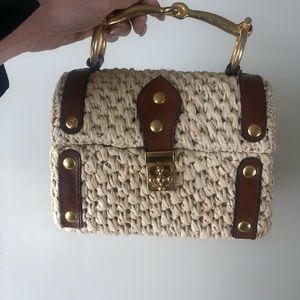 Vintage Wicker & Brass Handle Bag